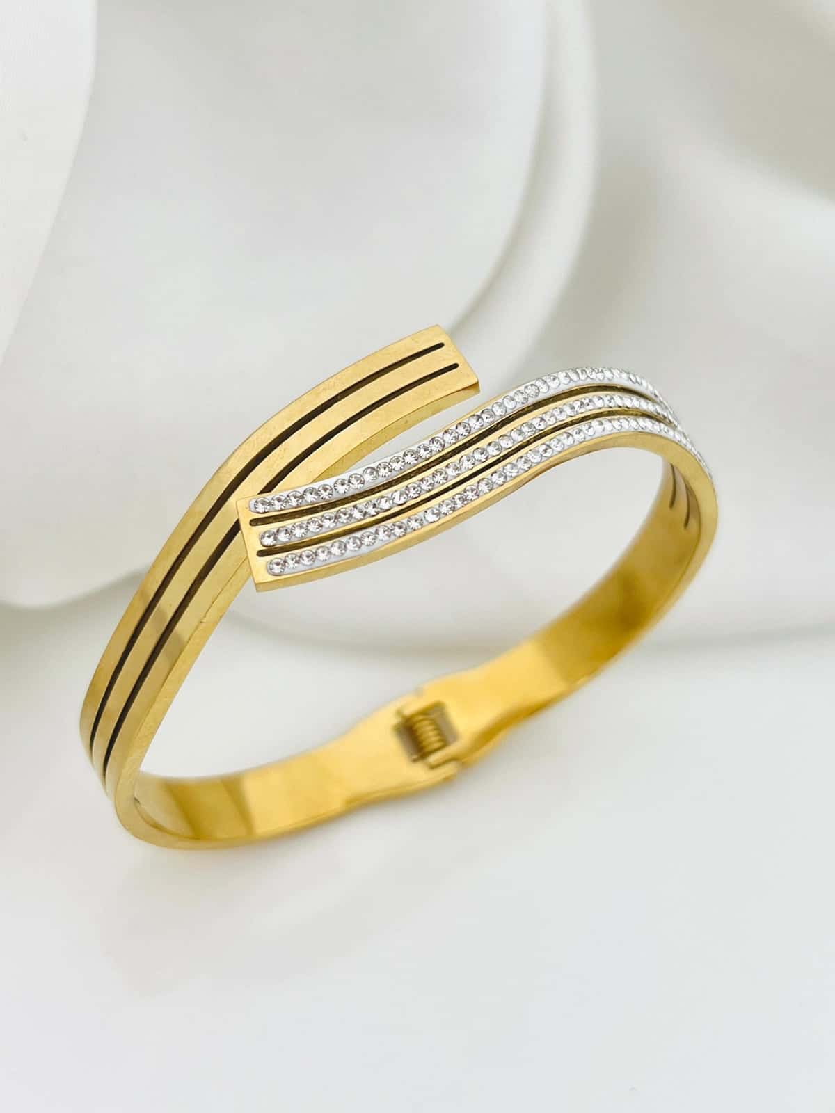 Crystal Bypass Gold Bangle