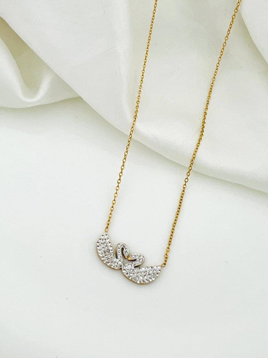 Arabic Letter Jeem Crystal Necklace