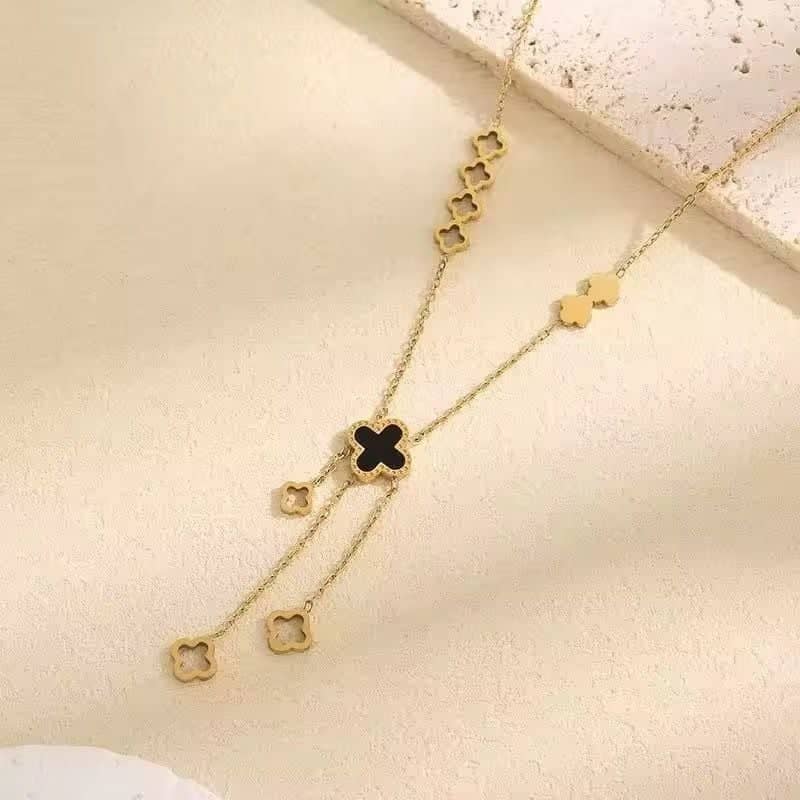 Black Clover Lariat Necklace