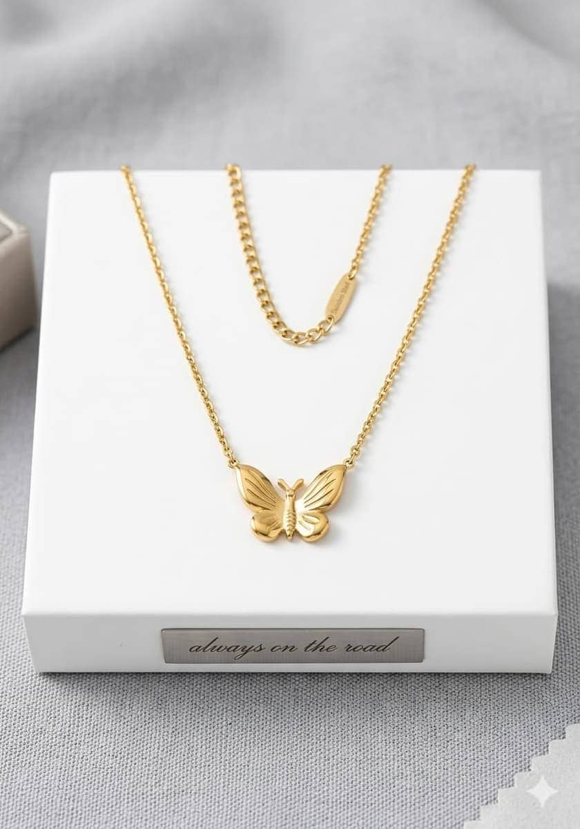 Butterfly Pendant Gold Necklace
