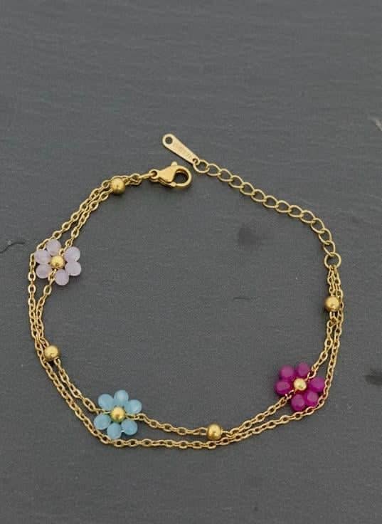 Colorful Floral Double Layer Bracelet