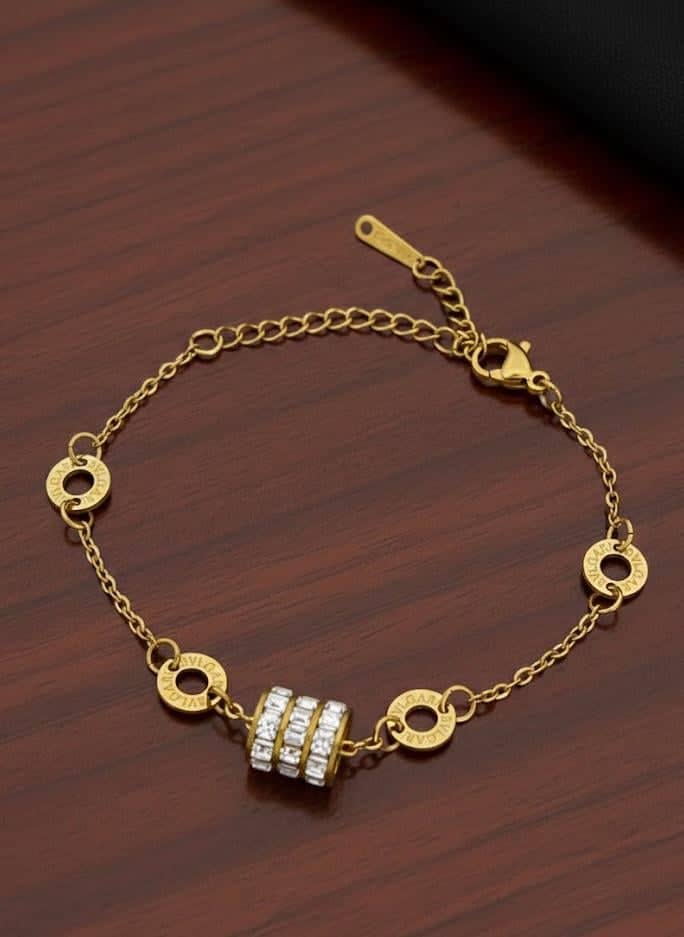 Crystal Barrel Ring Gold Bracelet