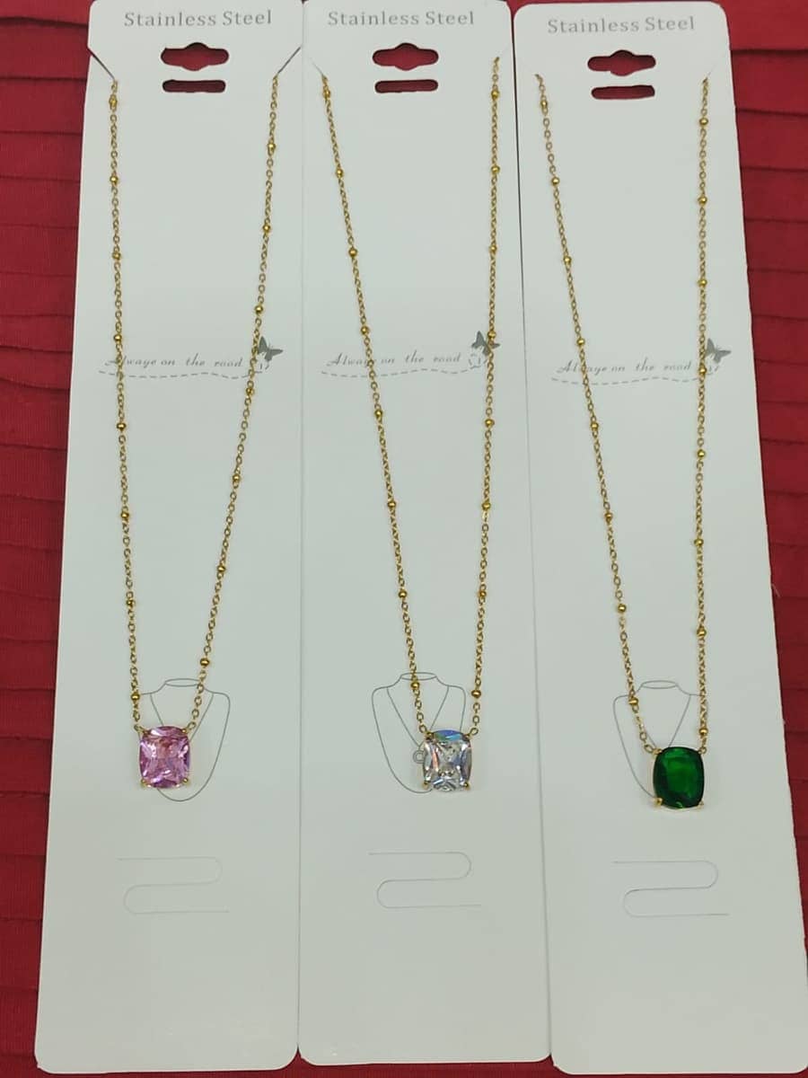 Cushion Crystal Station Necklace
