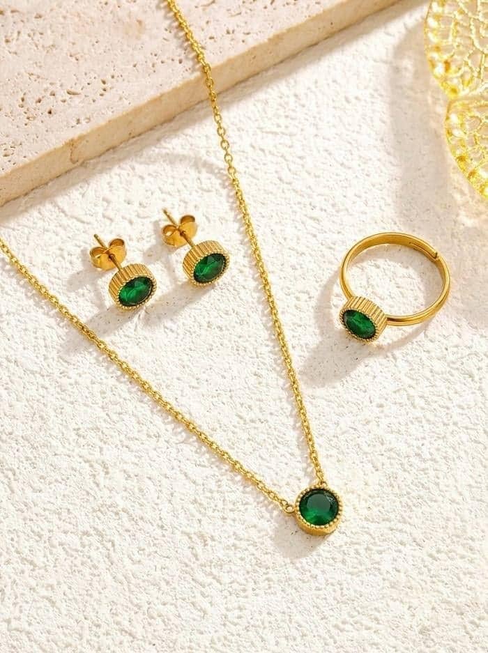 Emerald Green Crystal Jewelry Set