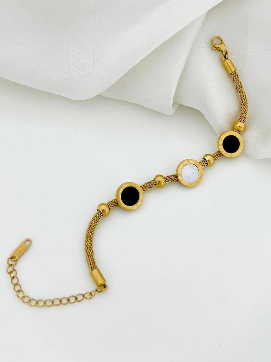 Geometric Marble Crystal Gold Bracelet