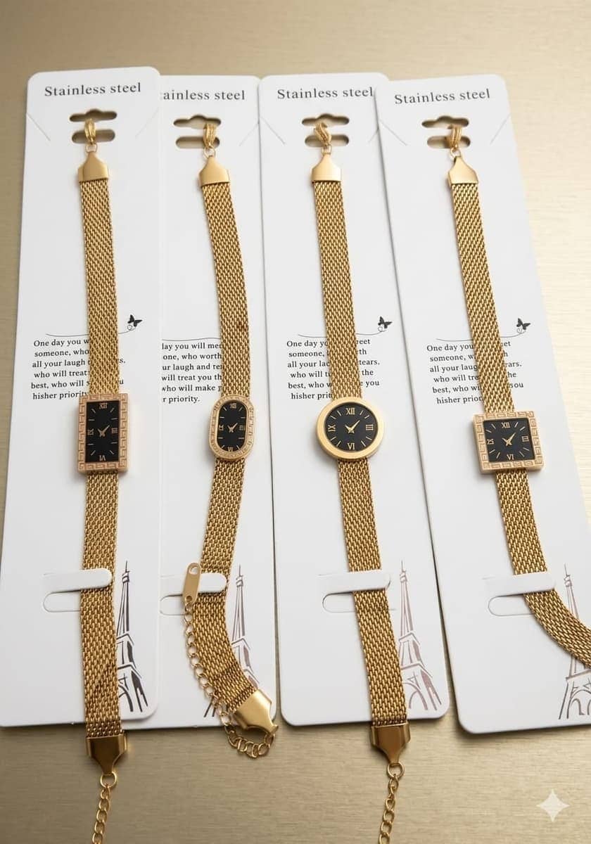 Gold Mesh Watch Style Bracelet