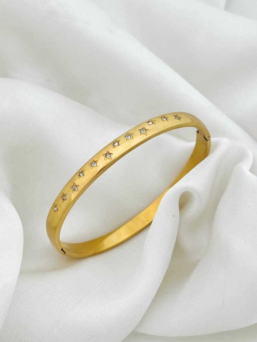 Gold Star Crystal Bangle