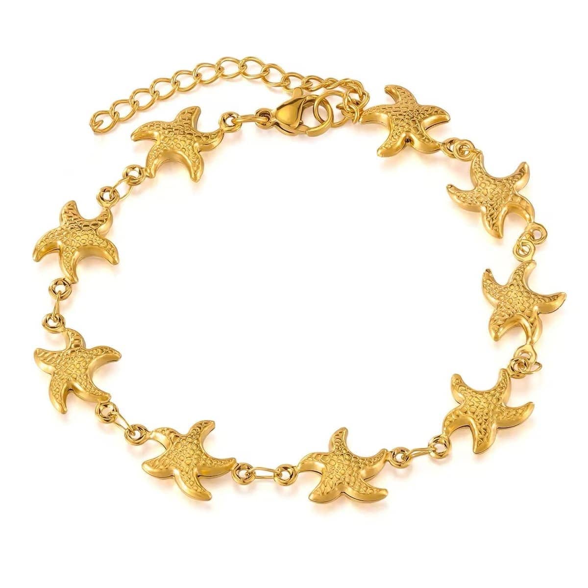 Gold Starfish Link Charm Bracelet