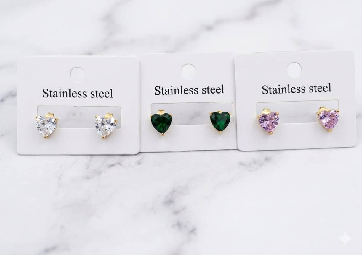 Heart Crystal Stud Earrings