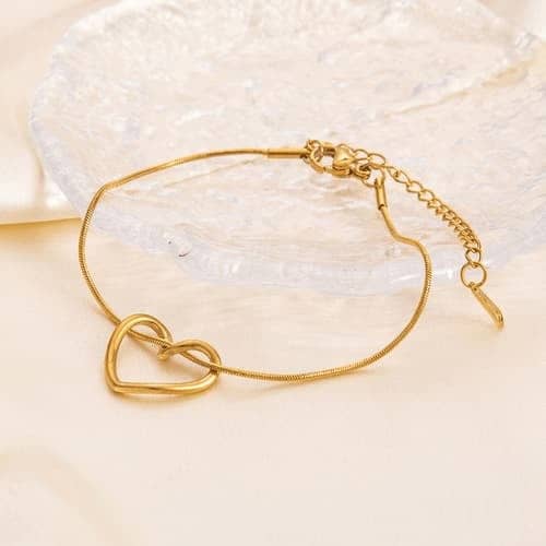 Open Heart Snake Chain Bracelet