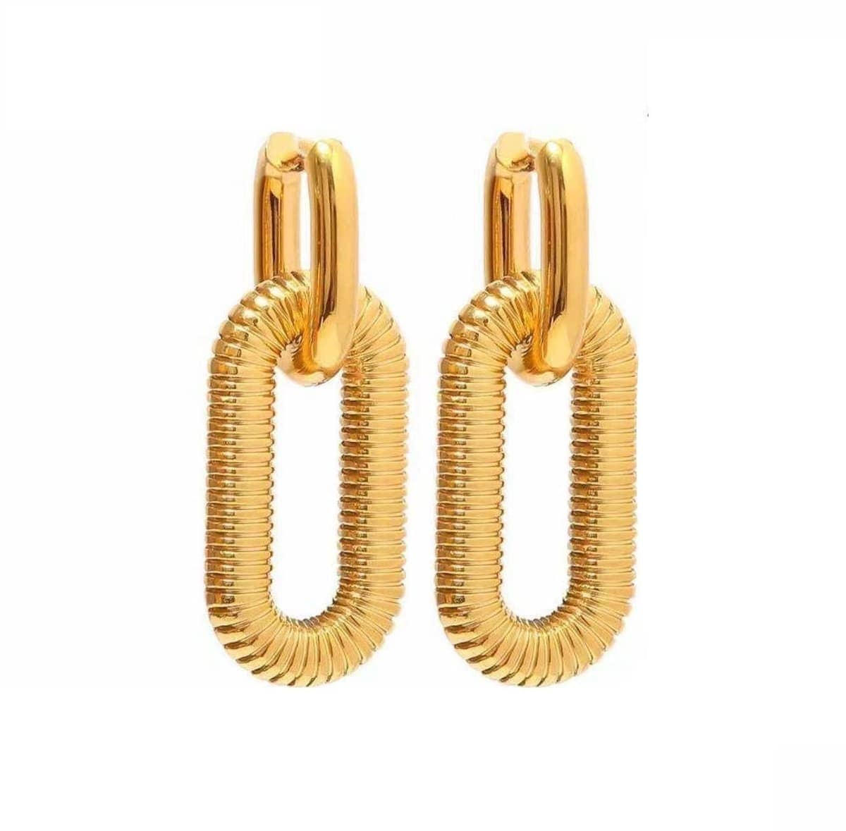 Textured Gold Link Drop Earrings