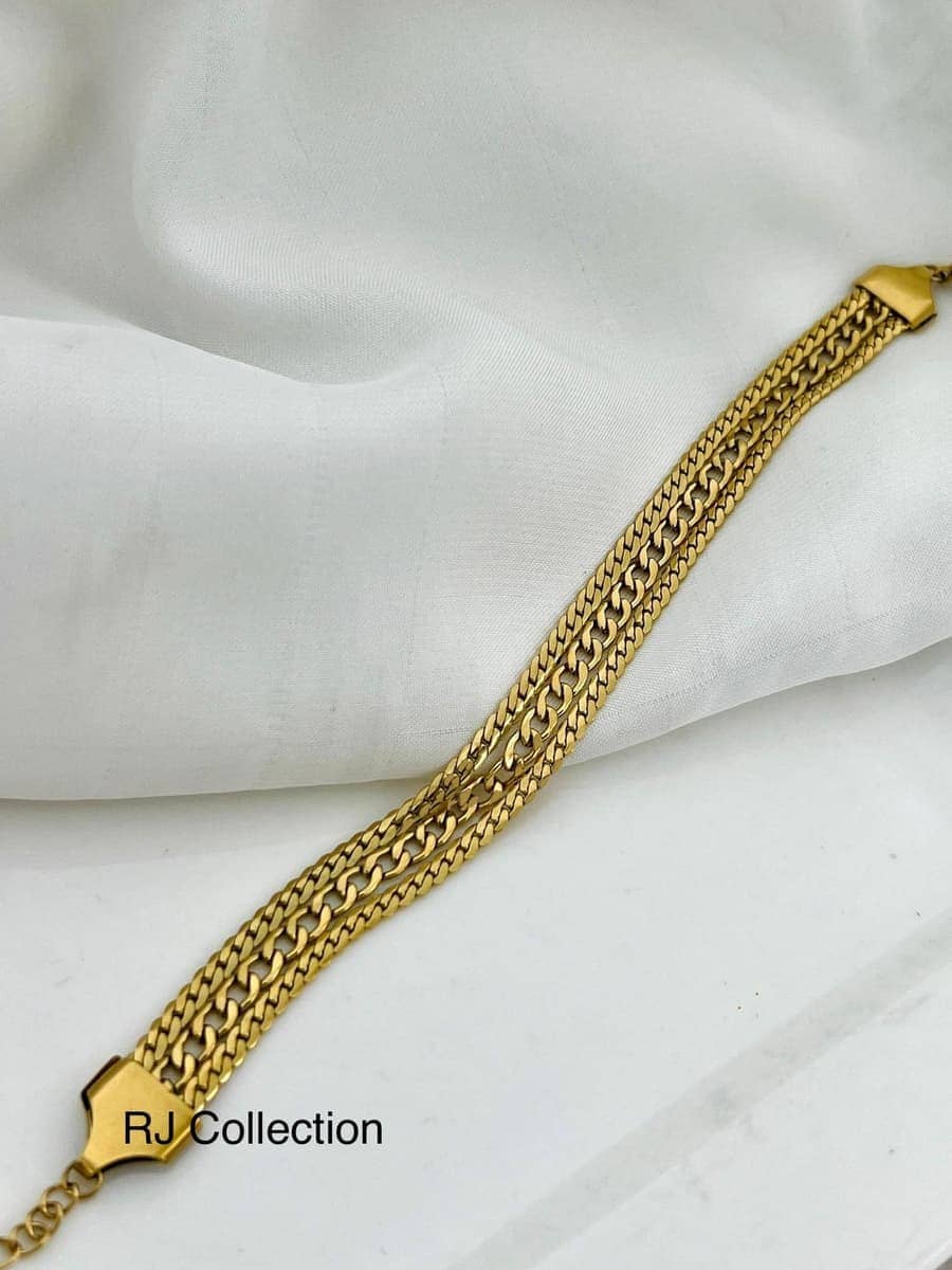Triple Curb Link Gold Bracelet