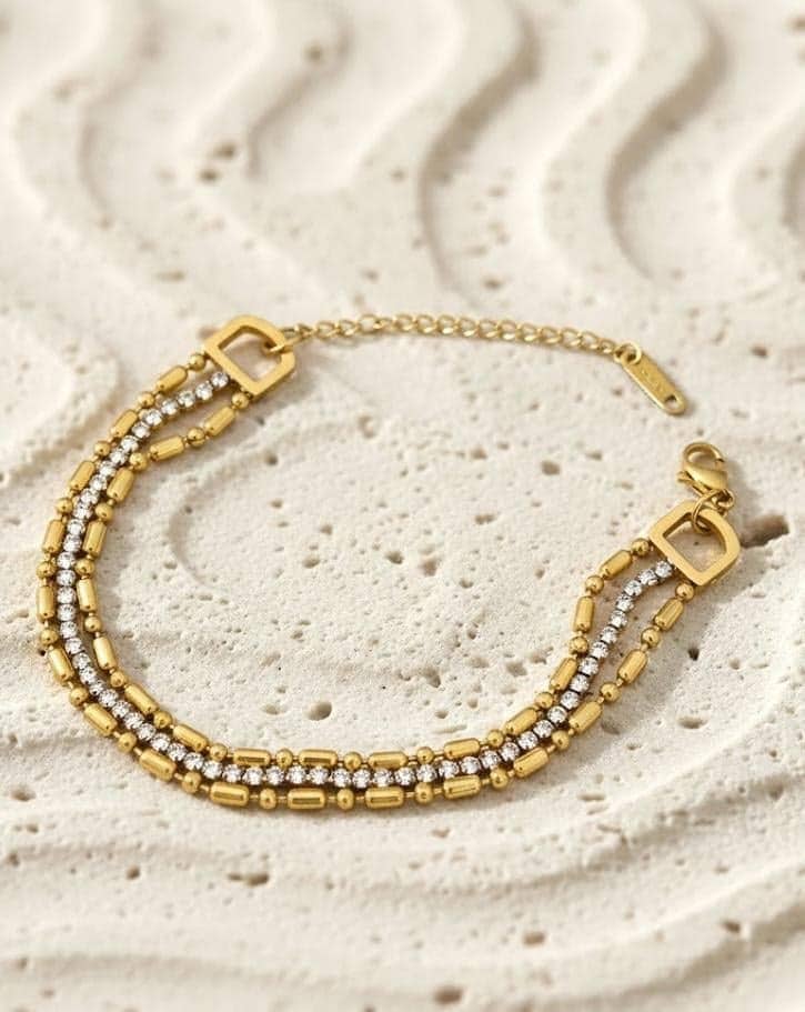 Triple Layer Crystal Bead Bracelet