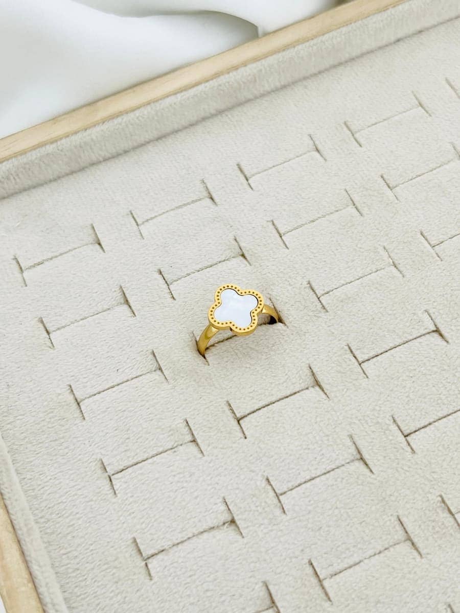 White Clover Mother Of Pearl Ring