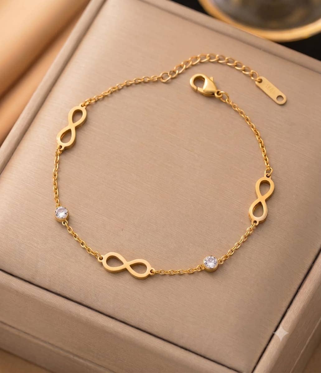 Infinity Crystal Gold Bracelet