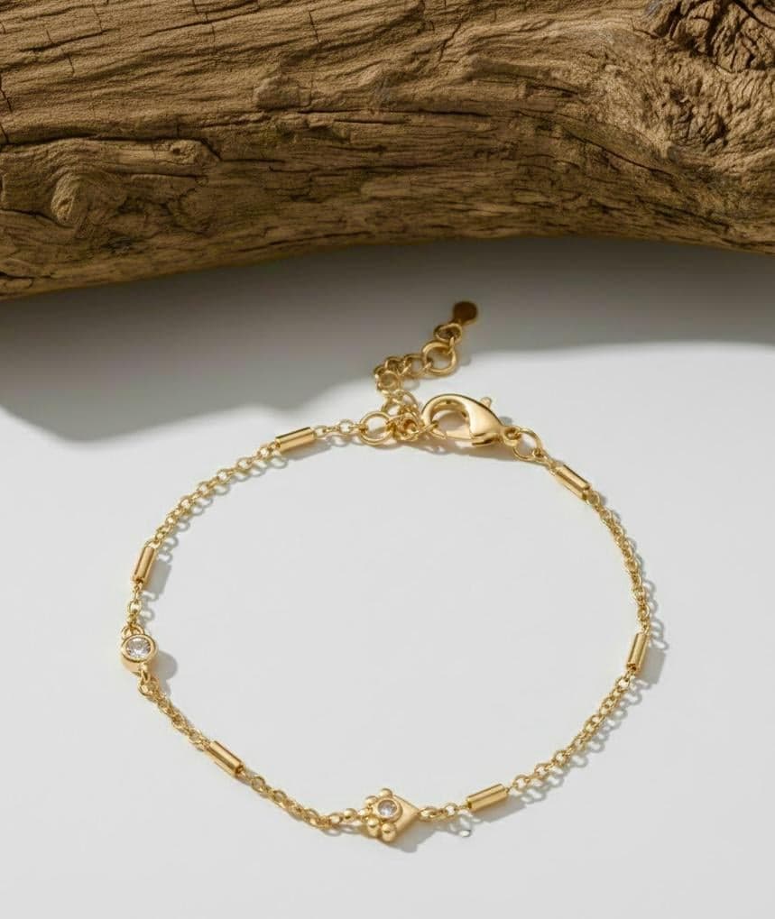 Emerald Crystal Tennis Gold Necklace