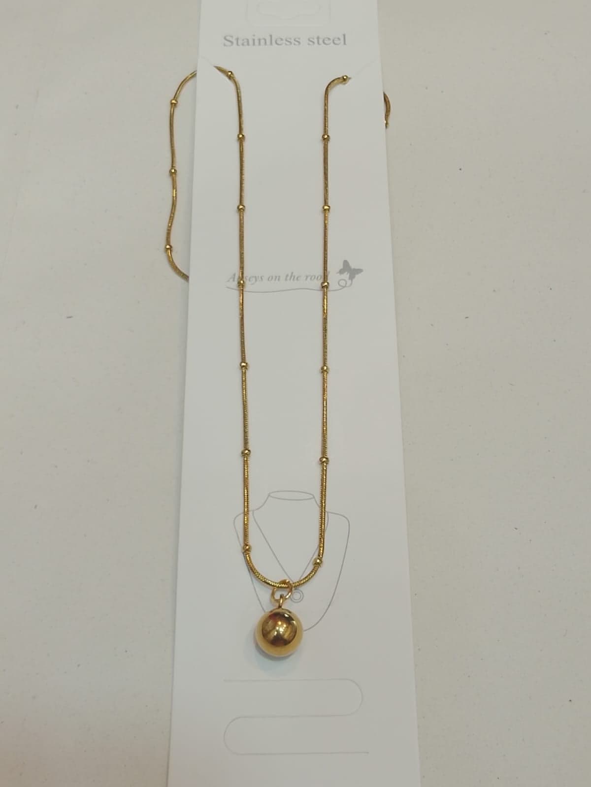 Gold Ball Pendant Beaded Necklace
