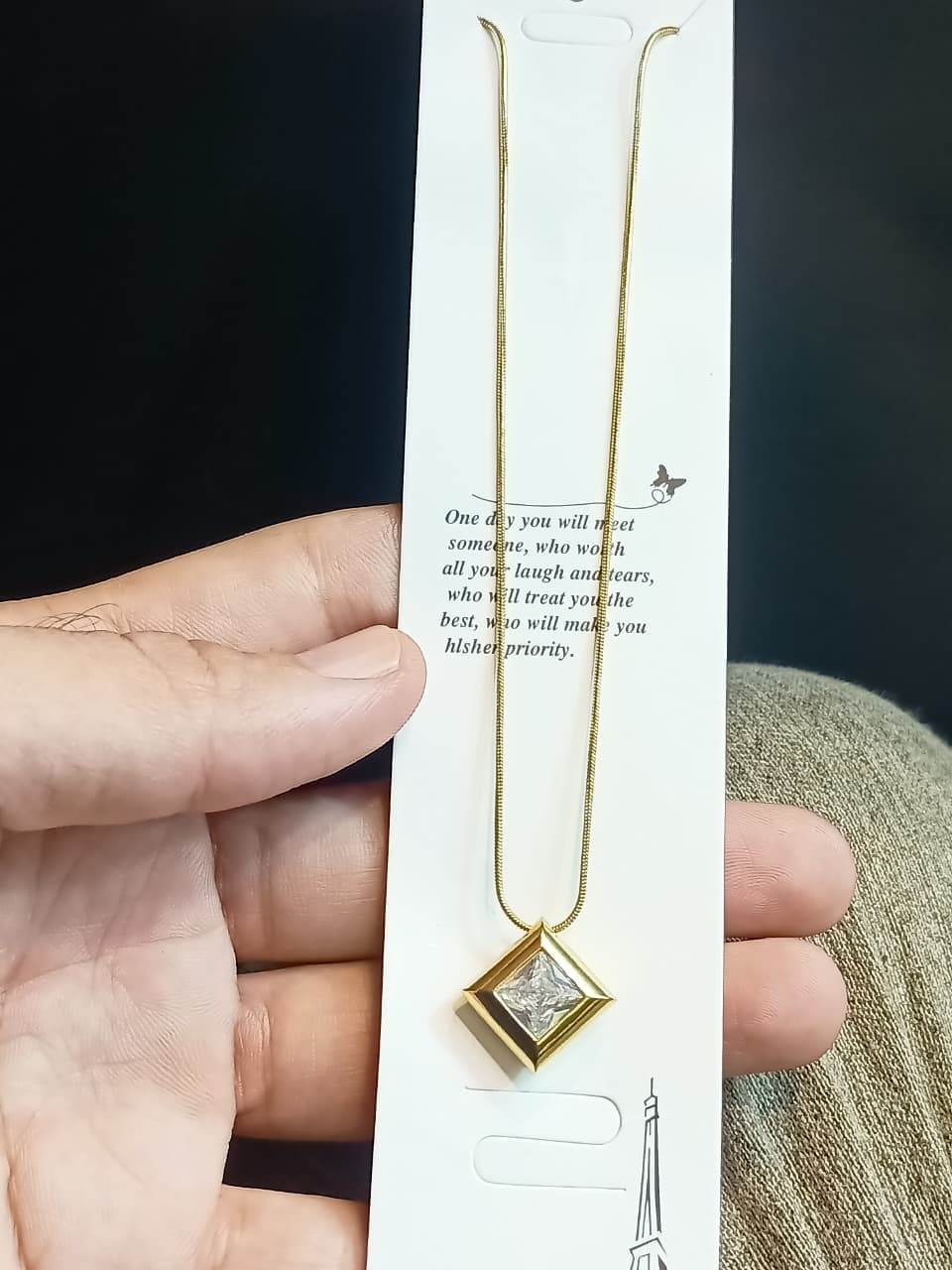 Green Bead Station Gold Necklace