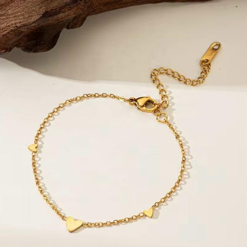 Pearl Logo Charm Gold Bracelet