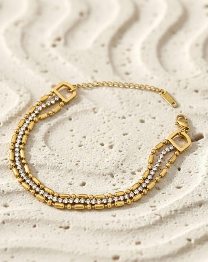 Triple Layer Crystal Bead Bracelet