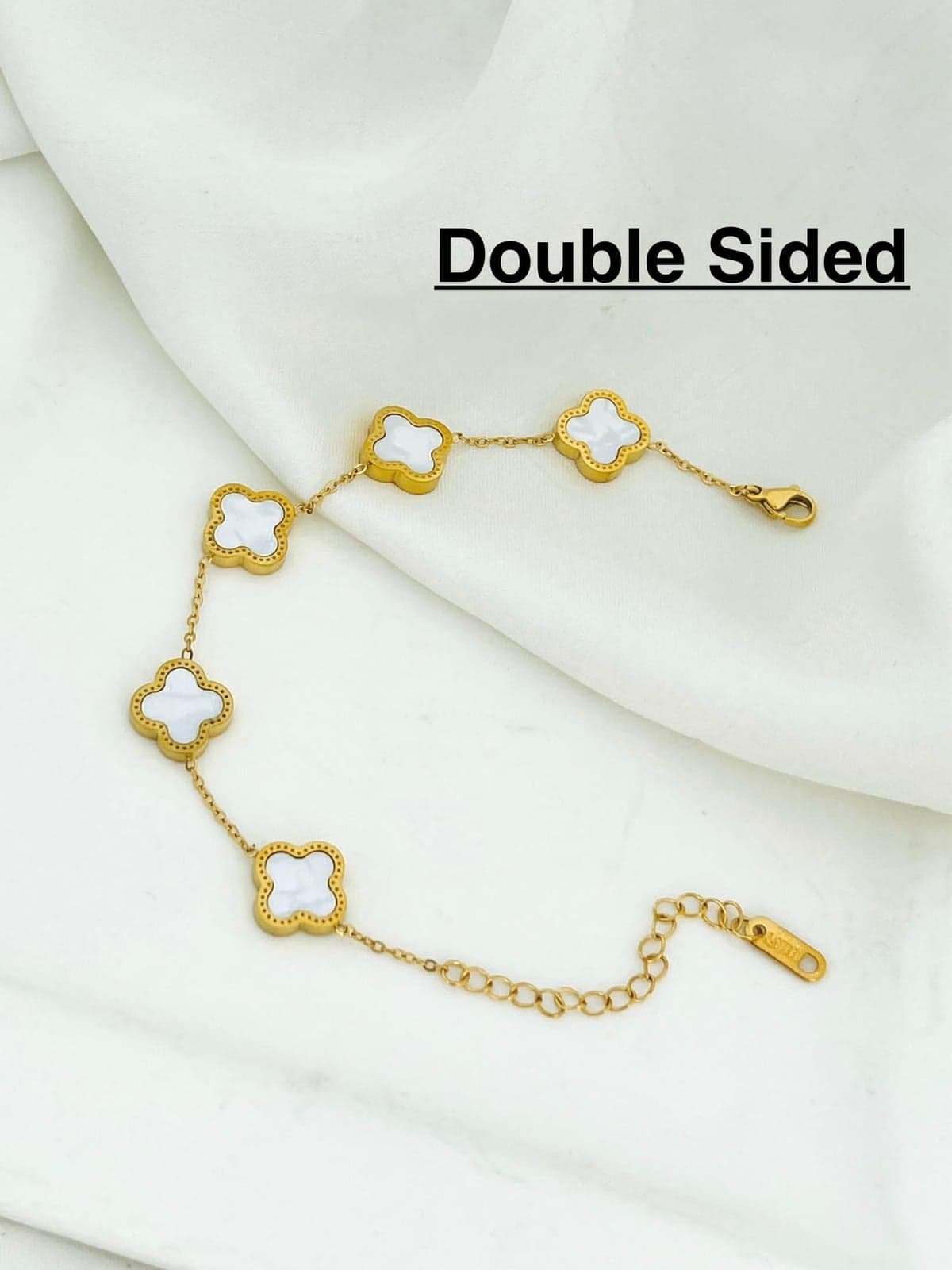 White Clover Gold Charm Bracelet