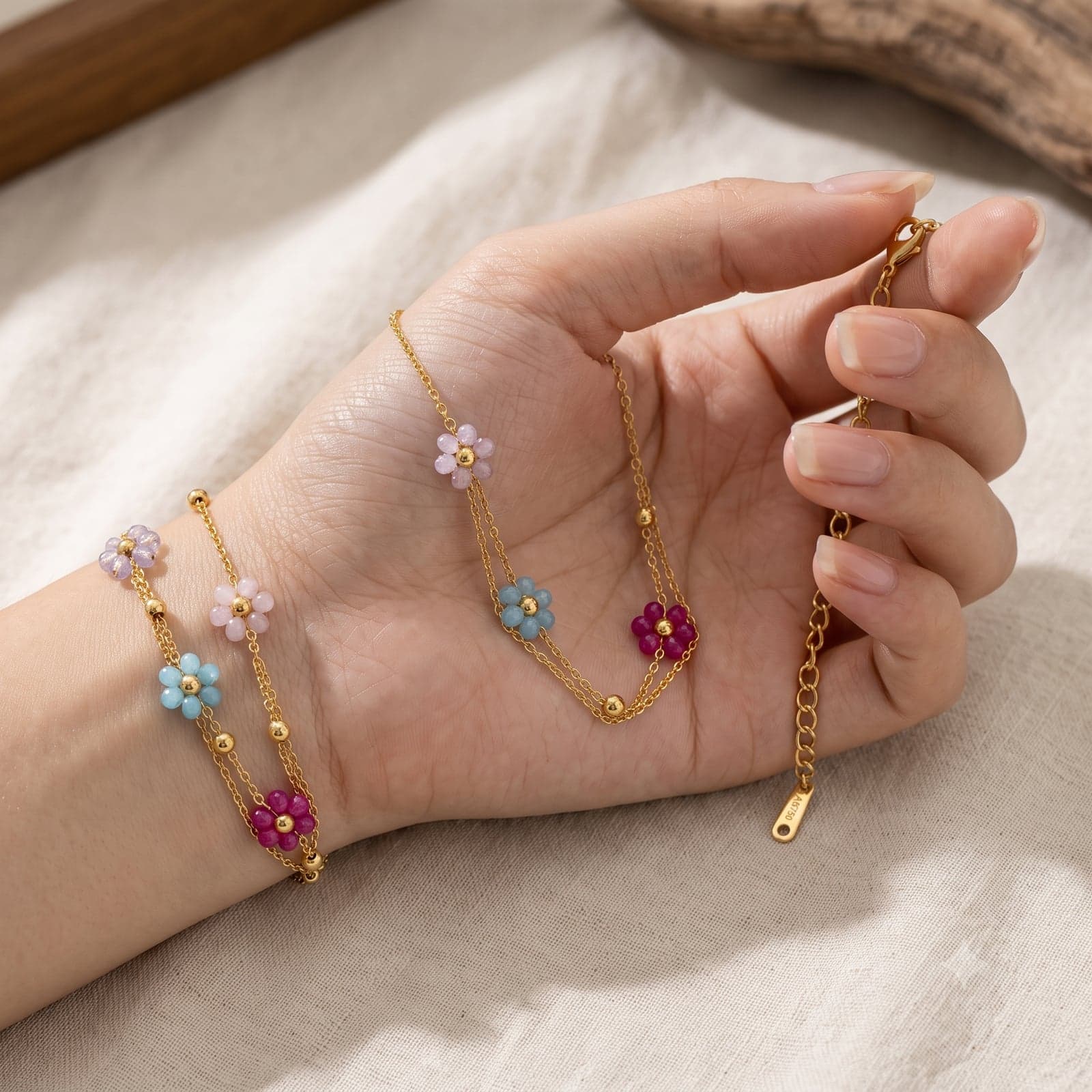 Multicolor Floral Bead Bracelet