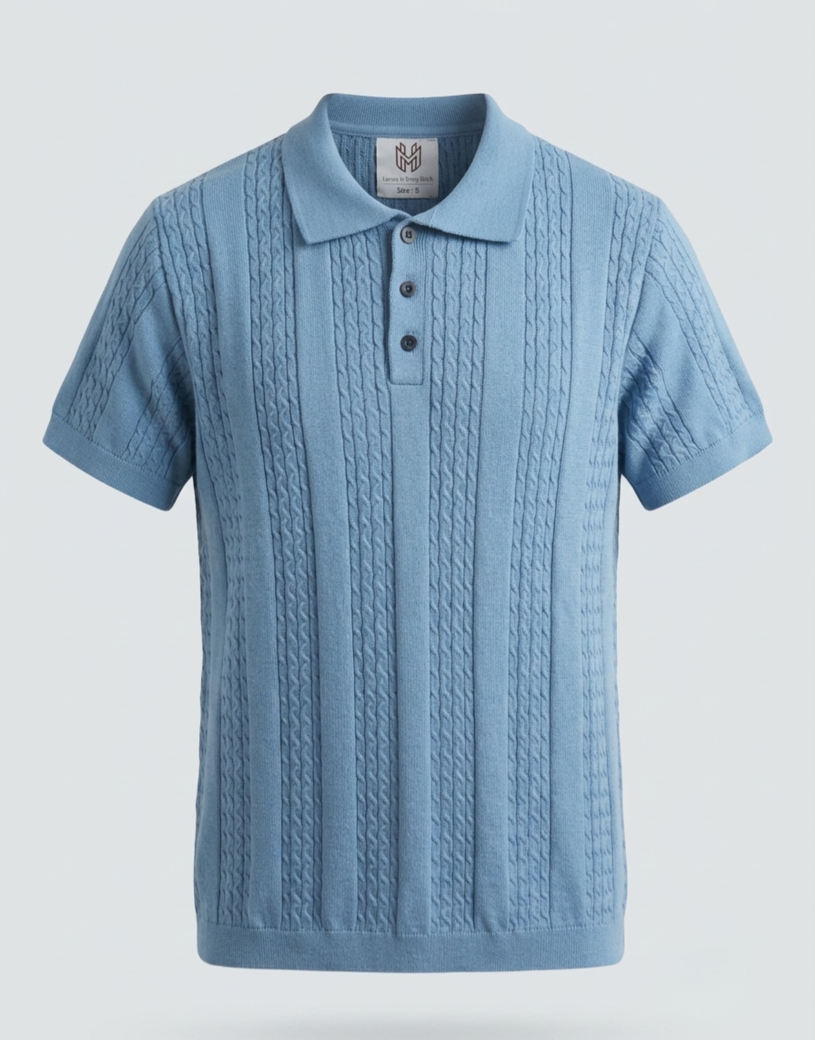 Oatmeal Heritage Cable-Knit Polo